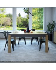 Mesa de comedor PHILIPPA, biIaminado roble con gris oscuro, 160 x 80 cms.