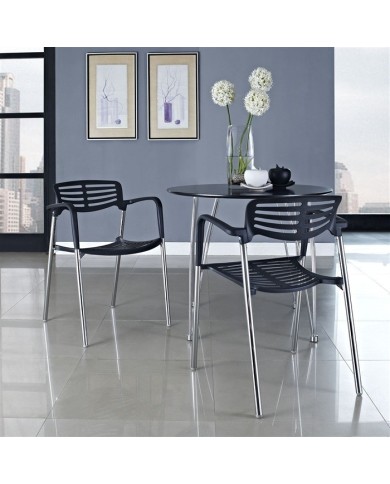 Sillón ALBENIZ, cromado, polipropileno negro