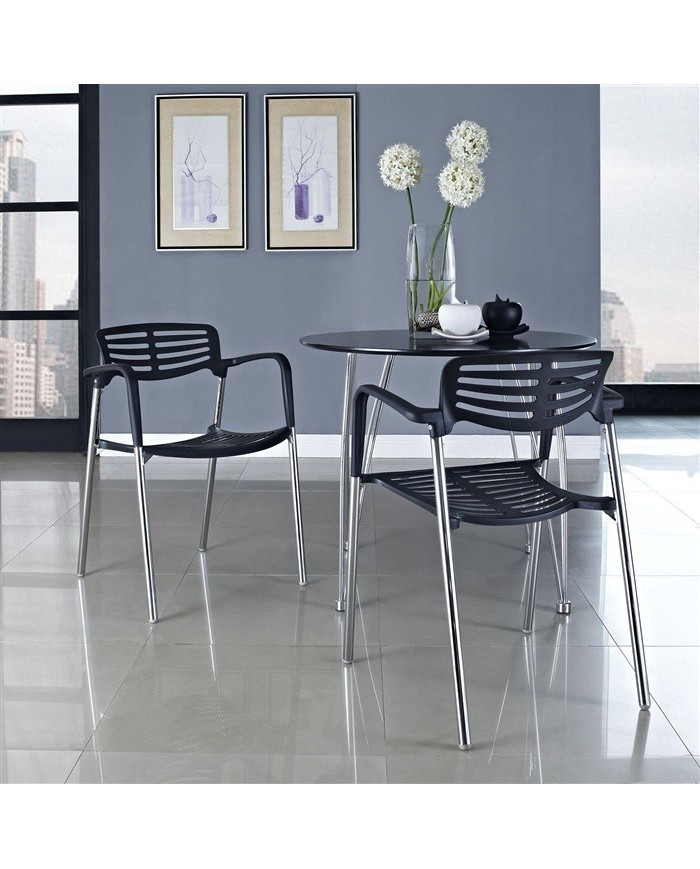 Sillón ALBENIZ, cromado, polipropileno negro