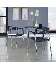 Sillón ALBENIZ, cromado, polipropileno negro