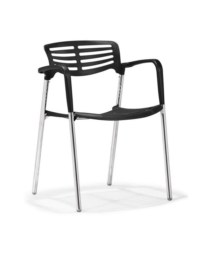 Sillón ALBENIZ, cromado, polipropileno negro