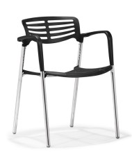 Sillón ALBENIZ, cromado, polipropileno negro