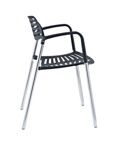 Sillón ALBENIZ, cromado, polipropileno negro