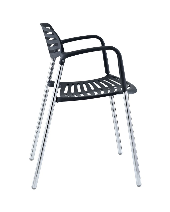 Sillón ALBENIZ, cromado, polipropileno negro