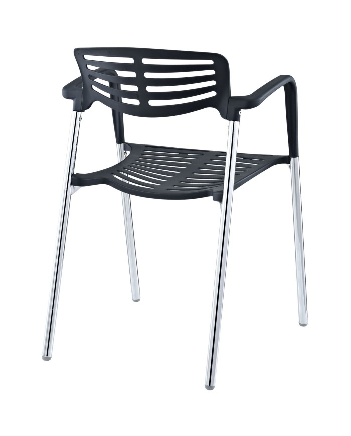 Sillón ALBENIZ, cromado, polipropileno negro