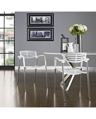 Sillón ALBENIZ, cromado, polipropileno blanco