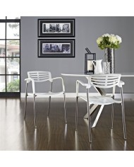 Sillón ALBENIZ, cromado, polipropileno blanco