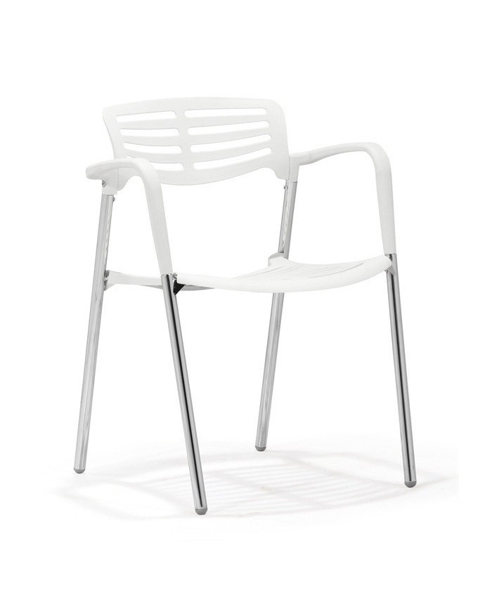 Sillón ALBENIZ, cromado, polipropileno blanco