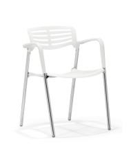 Sillón ALBENIZ, cromado, polipropileno blanco