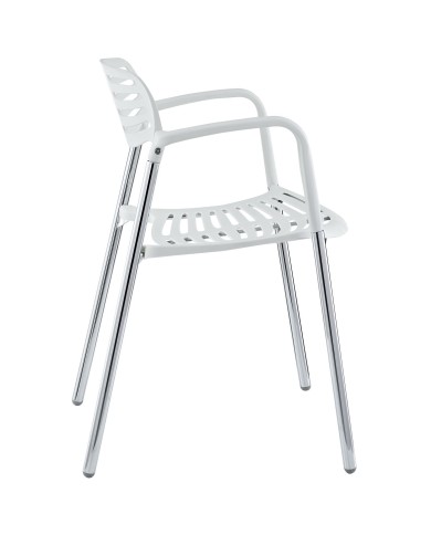 Sillón ALBENIZ, cromado, polipropileno blanco