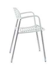 Sillón ALBENIZ, cromado, polipropileno blanco