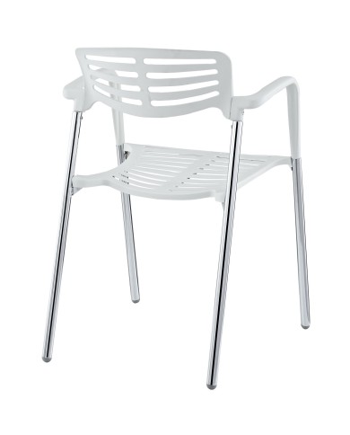 Sillón ALBENIZ, cromado, polipropileno blanco