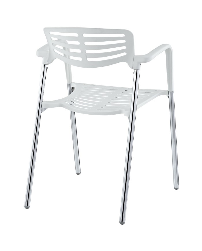 Sillón ALBENIZ, cromado, polipropileno blanco