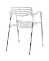 Sillón ALBENIZ, cromado, polipropileno blanco