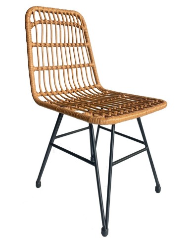 Silla BRUNEI, metal, ratán beige