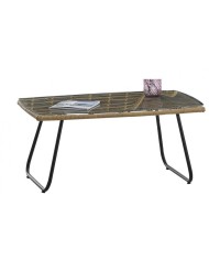 Mesa KROYA, baja, metal, ratán, cristal, 93 x 53 cms