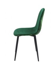 Silla HORUS NEW, metal, tapizado velvet verde con trasera floral a juego