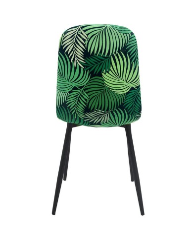 Silla HORUS NEW, metal, tapizado velvet verde con trasera floral a juego