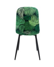 Silla HORUS NEW, metal, tapizado velvet verde con trasera floral a juego