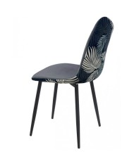 Silla HORUS NEW, metal, tapizado velvet gris con trasera floral a juego