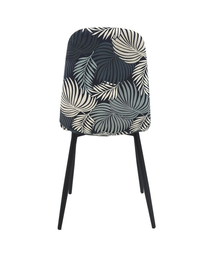 Silla HORUS NEW, metal, tapizado velvet gris con trasera floral a juego