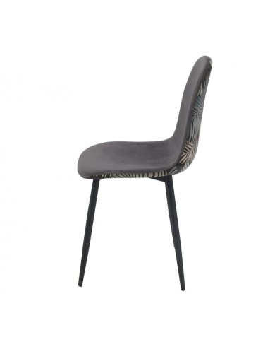 Silla HORUS NEW, metal, tapizado velvet gris con trasera floral a juego