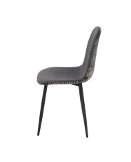 Silla HORUS NEW, metal, tapizado velvet gris con trasera floral a juego
