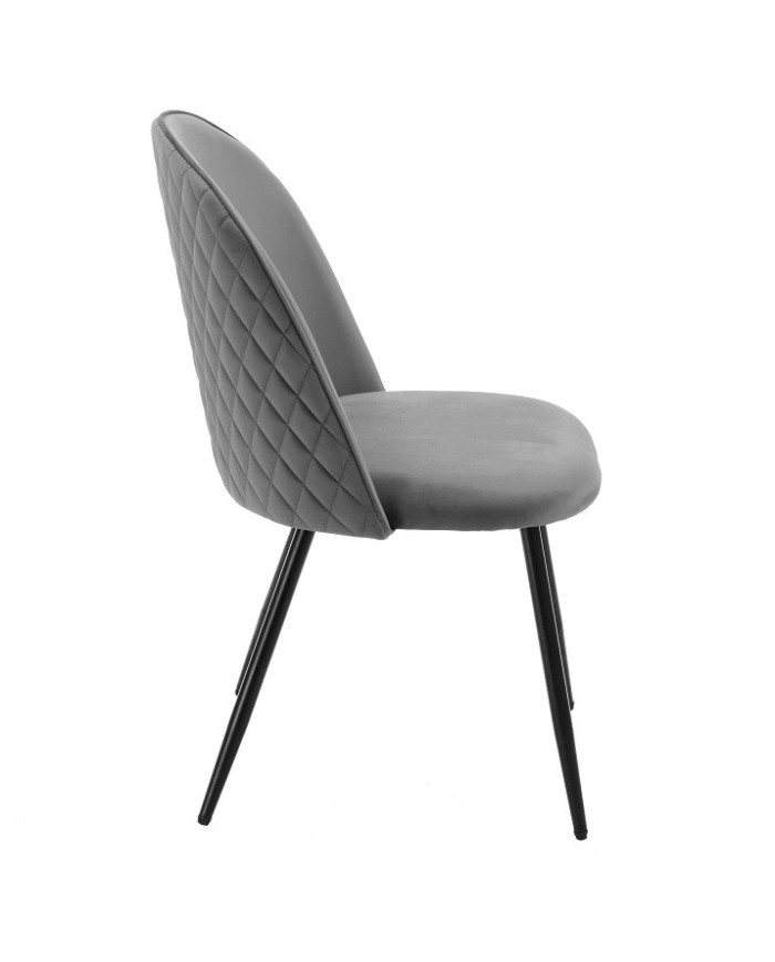Silla MAGDA NEW, metal, tapizado velvet gris