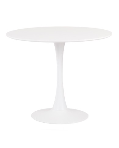 Mesa TUL (SU), base de metal, tapa lacada blanca, 90 cms de diámetro