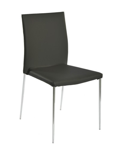 Silla INMA, apilable, metal, similpiel negra