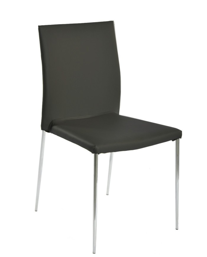 Silla INMA, apilable, metal, similpiel negra
