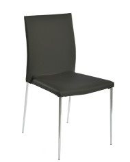 Silla INMA, apilable, metal, similpiel negra