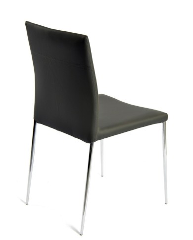 Silla INMA, apilable, metal, similpiel negra