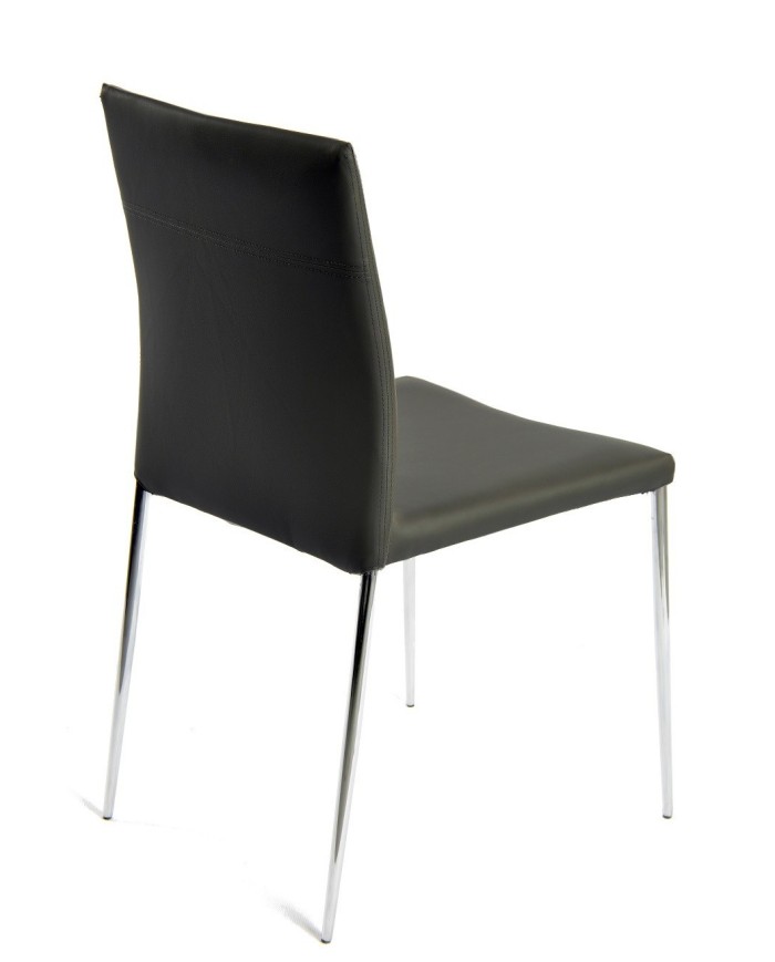 Silla INMA, apilable, metal, similpiel negra