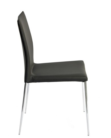 Silla INMA, apilable, metal, similpiel negra