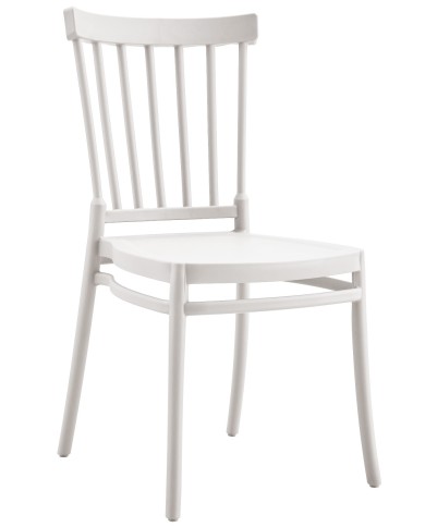 Silla MILOS NEW, apilable, tratamiento anti UV, polipropileno blanco