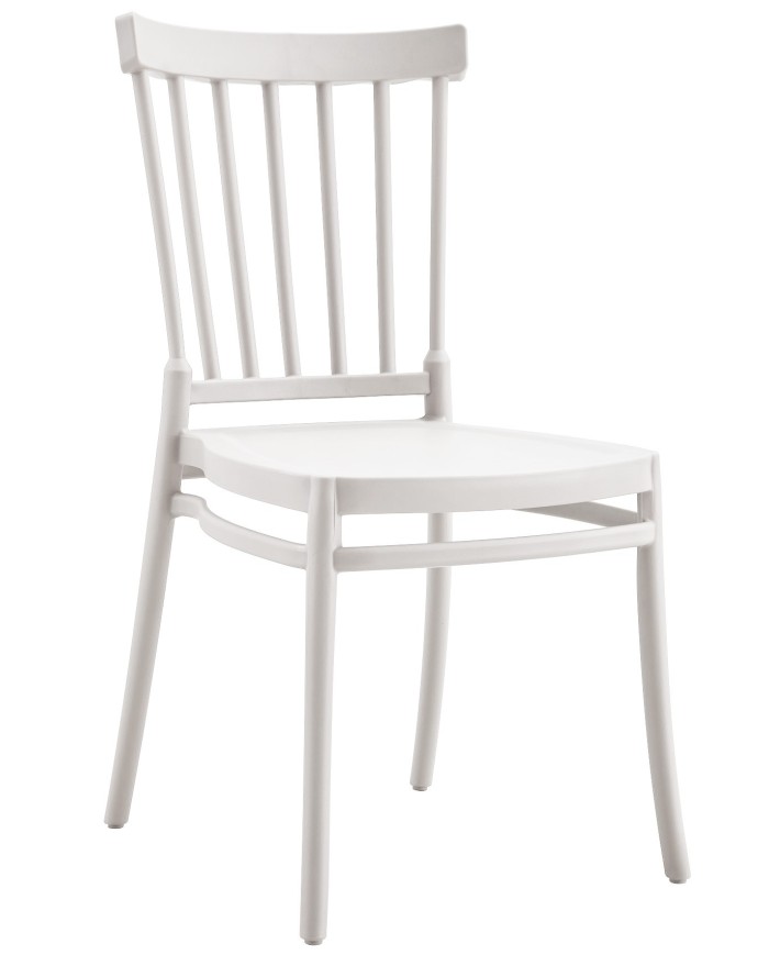 Silla MILOS NEW, apilable, tratamiento anti UV, polipropileno blanco