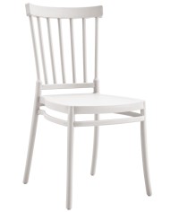 Silla MILOS NEW, apilable, tratamiento anti UV, polipropileno blanco