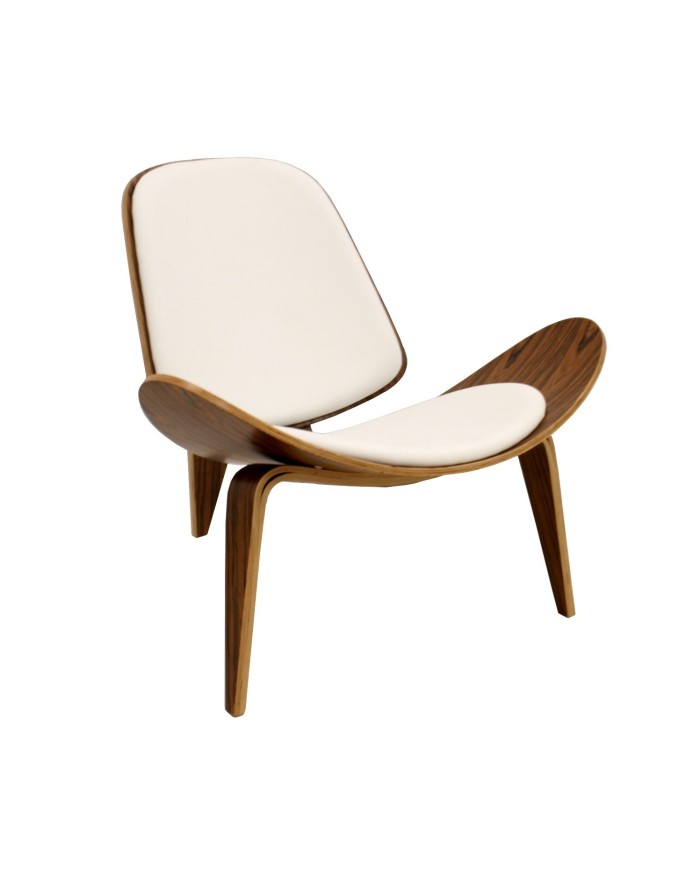 Sillón NORDIC (R), palo rosa, similpiel blanca