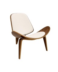 Sillón NORDIC (R), palo rosa, similpiel blanca