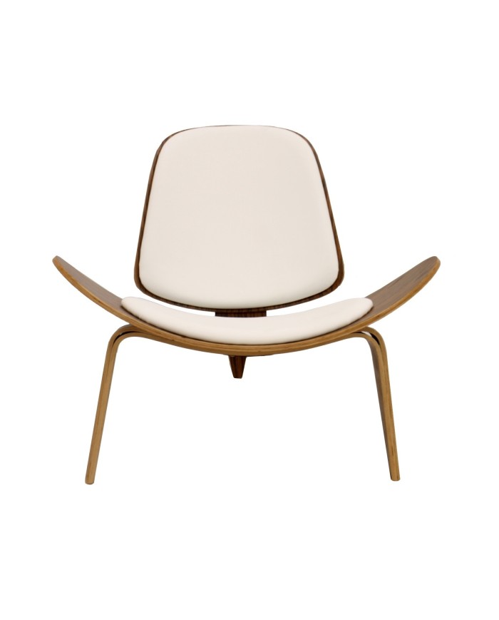 Sillón NORDIC (R), palo rosa, similpiel blanca