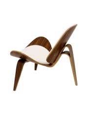 Sillón NORDIC (R), palo rosa, similpiel blanca