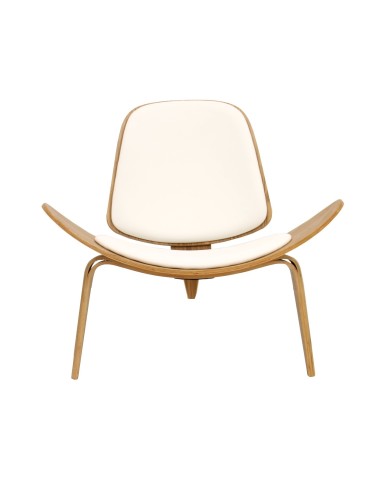 Sillón NORDIC (R), fresno, similpiel blanca