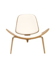 Sillón NORDIC (R), fresno, similpiel blanca