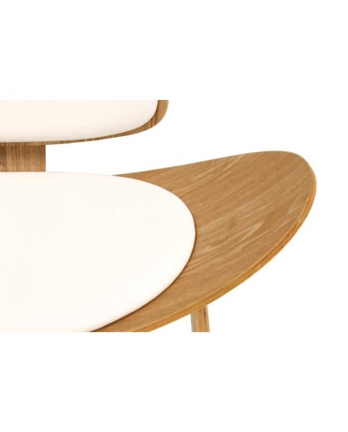 Sillón NORDIC (R), fresno, similpiel blanca