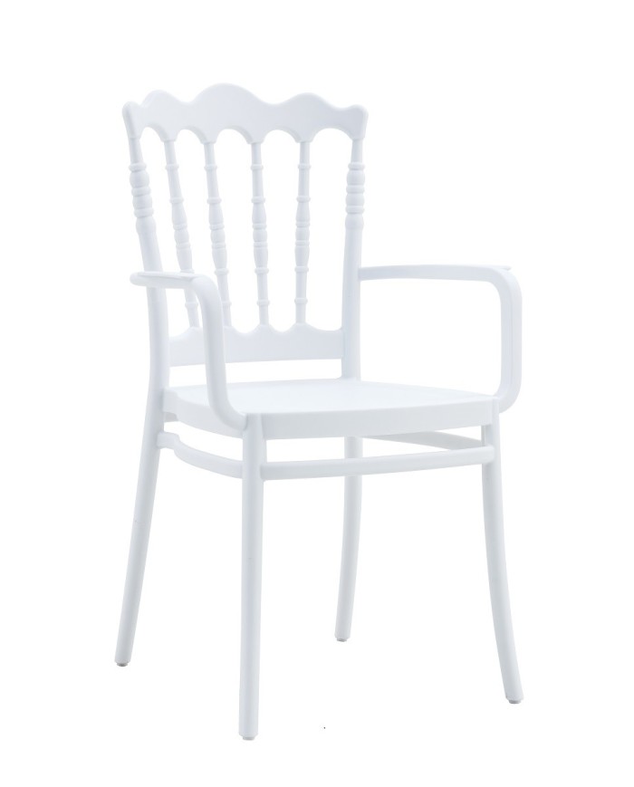 Sillón WEDDING, apilable, polipropileno blanco