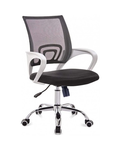 Sillón de oficina FISS NEW, brazos blanco, basculante, estructura y malla negro