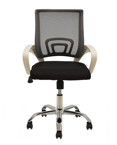 Sillón de oficina FISS NEW, brazos blanco, basculante, estructura y malla negro