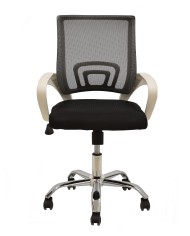 Sillón de oficina FISS NEW, brazos blanco, basculante, estructura y malla negro