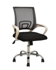 Sillón de oficina FISS NEW, brazos blanco, basculante, estructura y malla negro